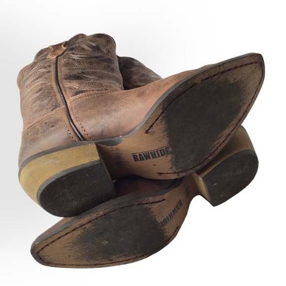 Rawhide Ladies 12” Brown Scalloped Top Western Boots 5151 - Picture 12 of 13